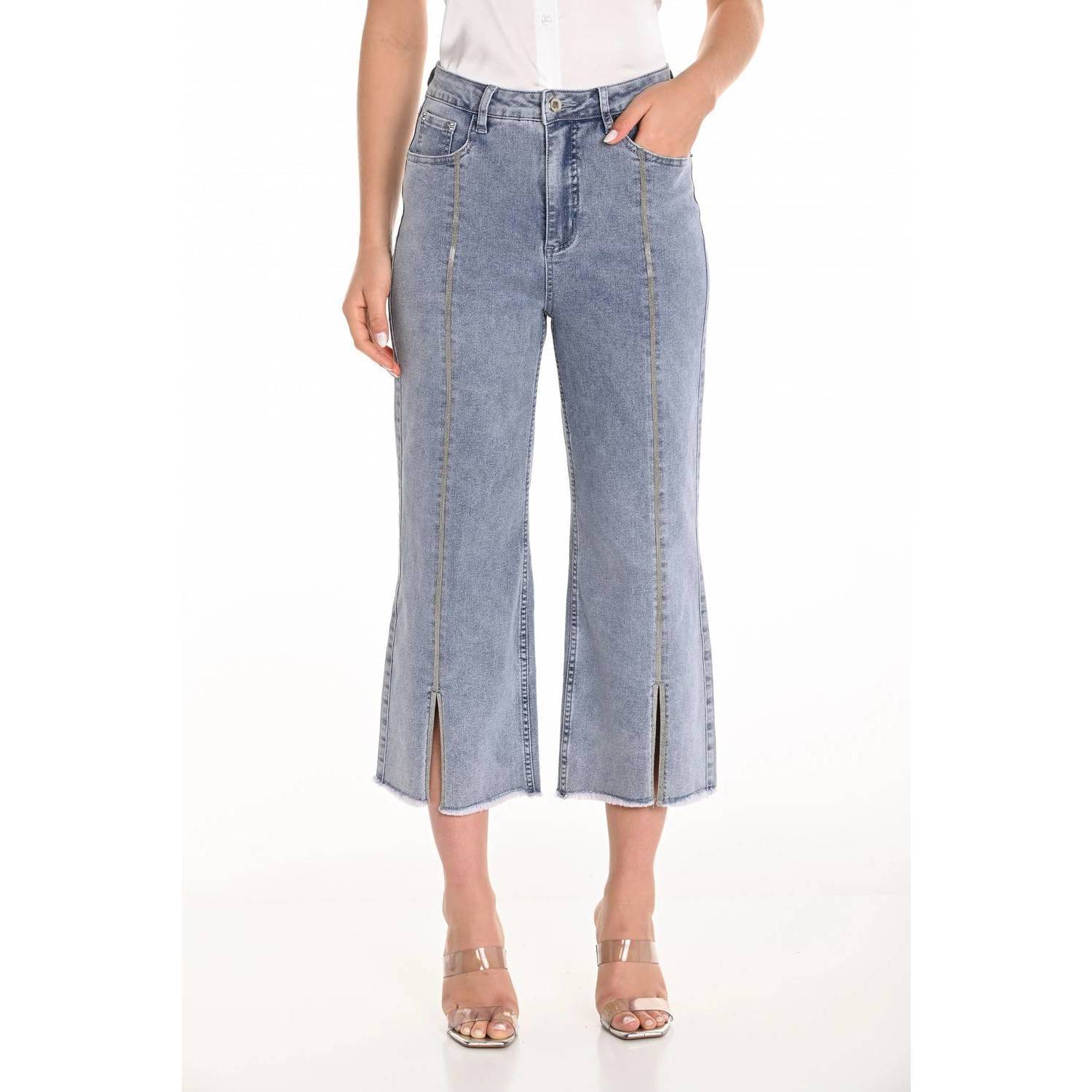 New Frank Lyman Cropped Wide Leg Jeans In Blue